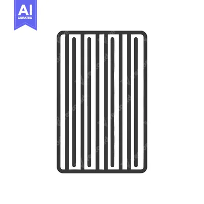 Aset desain premium: Minimalist Icon of Radiator with Vertical Fins, Isolated on White