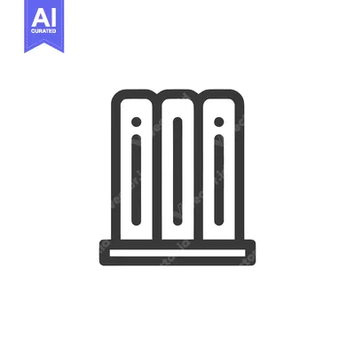 Minimalist Bookshelf Icon: Three Books in Dark Gray Outline Style