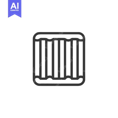Minimalist Icon of Radiator with Vertical Fins and Rounded Frame