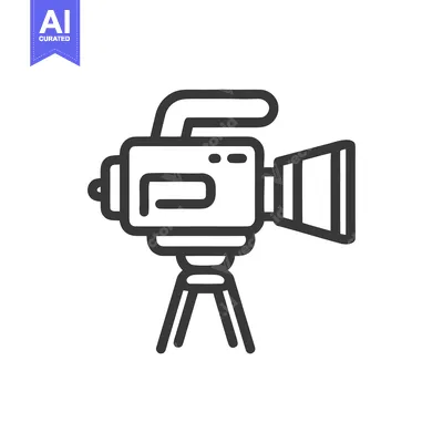 Retro Camcorder Icon: Minimalist Line Art for Video Production