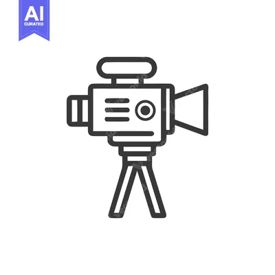 Vintage Camera Icon: Bold Outline on Tripod, Classic Design