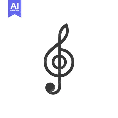 Aset premium populer: A Black and White Treble Clef Symbol