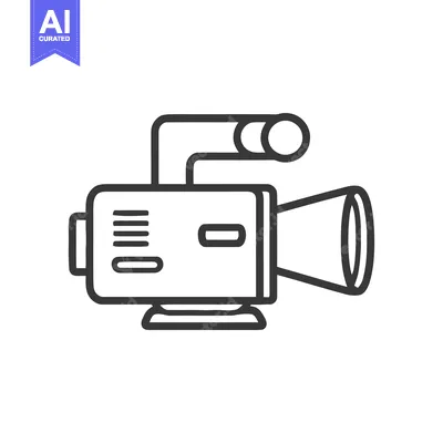 Aset desain premium: Retro Camcorder Icon: Bold Outline, Vintage Video Recording Device