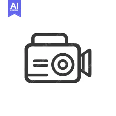 Retro Camcorder Icon: Bold Outline, Minimalist Design on White