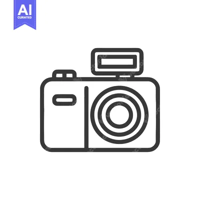 Minimalist Camera Icon: Bold Outline, Concentric Lens Design