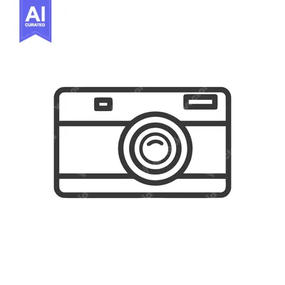 Minimalist Camera Icon: Clean Line Art Design on White Background