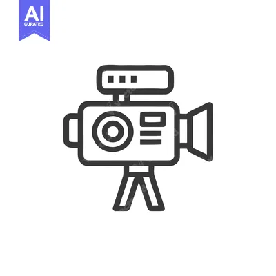 Vintage Camera on Tripod: Retro Film Equipment Icon, Black and White O