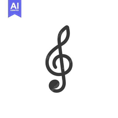 Aset premium populer: A Black and White Treble Clef Symbol