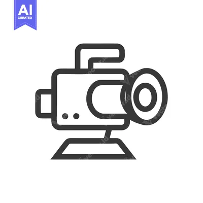 Vintage Film Camera Icon: Bold Outline, Retro Style, Isolated on White