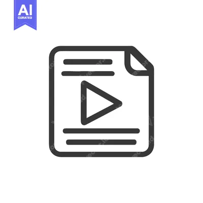 Minimalist Video File Icon with Play Button and Folded Corner Detail