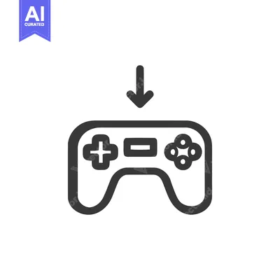 Game Controller Download Icon, Minimalist Black and White Design