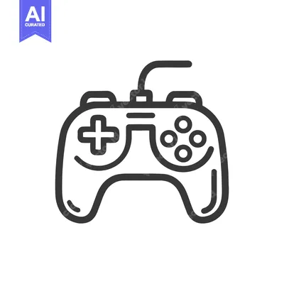 Classic Wired Game Controller Icon, Minimalist Design on White Backgro