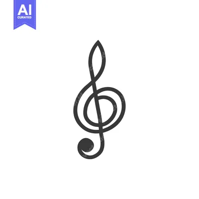 Popular premium asset: A Black and White Treble Clef Symbol on a White Background