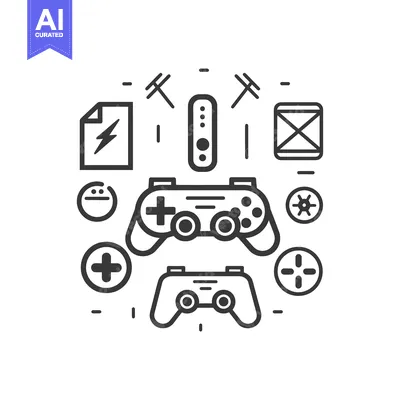 Video Game Controller Surrounded by Gaming Related Icons