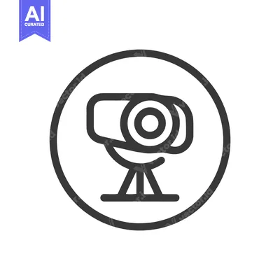 Projector Icon: Modern Minimalist Design in Circular Frame, Dark Gray