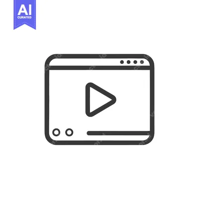 Minimalist Video Player Icon with Play Button and Controls