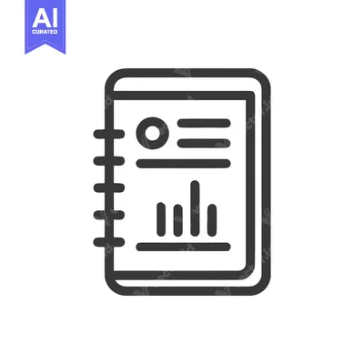Business Report Icon: Financial Analysis in Notebook Format, Dark Gray