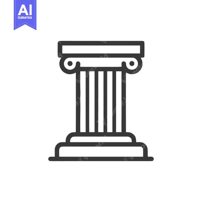 Minimalist Ionic Column Icon: Ancient Architecture Symbol in Bold Outl