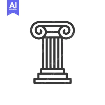 Ionic Column Outline: Classical Architecture Icon, Simple Design