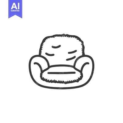 Cozy Armchair Line Art: Minimalist Comfort Illustration on White Backg
