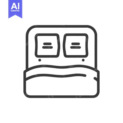 Minimalist Double Bed Icon: Clean Line Art for Bedroom Design