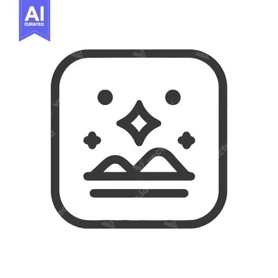 Minimalist Landscape Icon: Mountains, Star, and Celestial Elements in