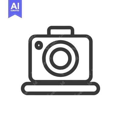 Minimalist Camera Icon: Bold Outline, Modern Design, White Background