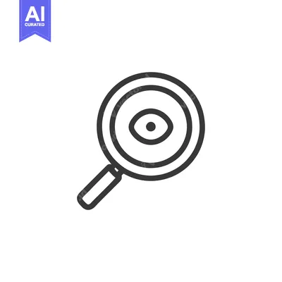 Magnifying Glass with Eye Icon: Detailed Line Art Symbol for Investiga