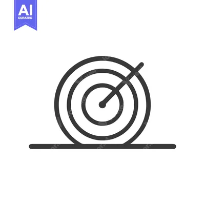 Minimalist Target Icon with Arrow, Bullseye on White Background, Goal