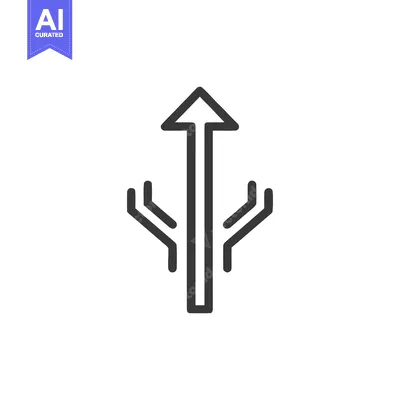 Aset premium populer: Minimalist USB Icon: Arrow with Branches, Technology Symbol on White