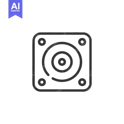 Aset premium populer: Minimalist Speaker Icon: Square Frame, Concentric Circles, Clean Desig