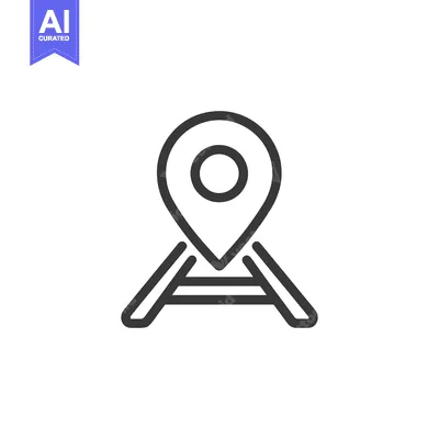Minimalist Icon: Location Pin on Railway Tracks, Navigation Concept, V