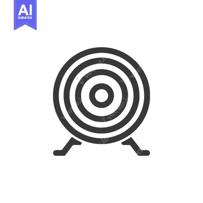 Minimalist Target Icon: Concentric Rings on Stand, Gray Scale Design