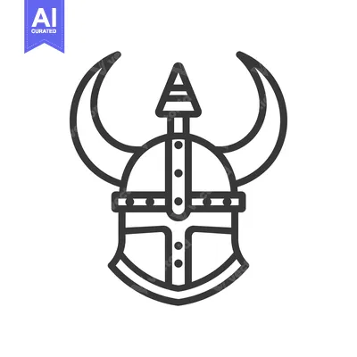Aset desain premium: Viking Helmet with Horns and Spiked Top