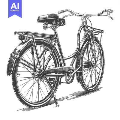Vintage Bicycle with Hand Drawn Sketch Style