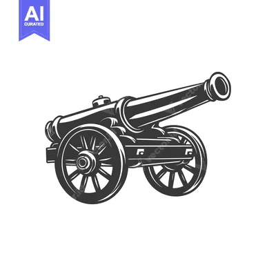 Vintage Black and White Cannon Illustration