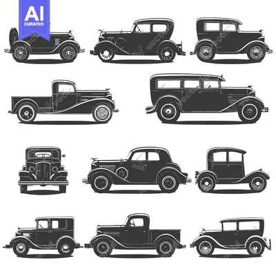 Vintage Car and Truck Silhouettes Set