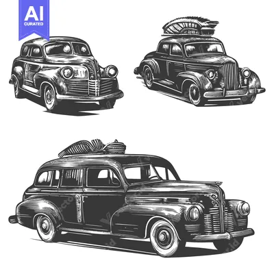 Vintage Cars with Luggage on Roof Racks