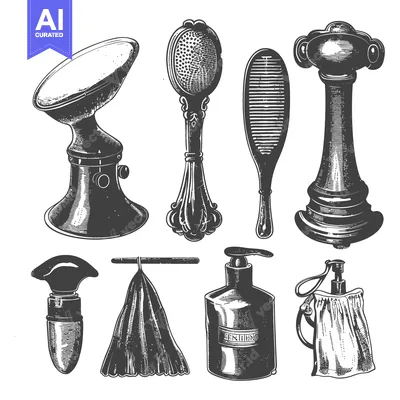 Vintage Hand Drawn Beauty and Hygiene Accessories