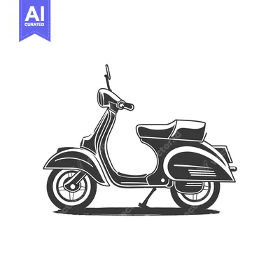Vintage Scooter Side Profile in Black and White