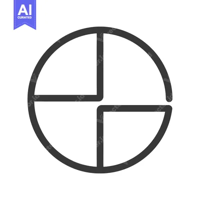 Aset desain premium: A black circular shape divided into four equal quadrants