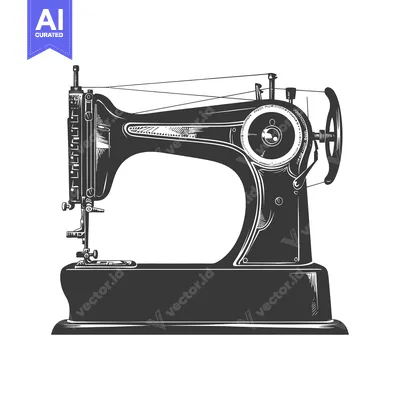 Vintage Sewing Machine with Hand Wheel and Needle