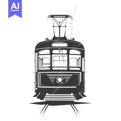 Vintage Tramway Front View Silhouette
