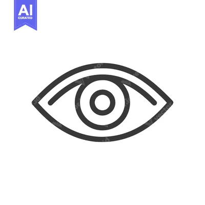 Premium design asset: Minimalist Eye Icon: Simple Line Art Vision Symbol on White Background