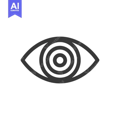 Minimalist Eye Icon with Concentric Circles, Dark Gray on White Backgr