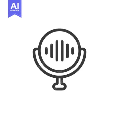 Minimalist Microphone Icon with Sound Waves in Circular Design