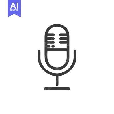 Aset premium populer: Minimalist Microphone Icon: Retro Style, Clean Lines, Podcast Ready
