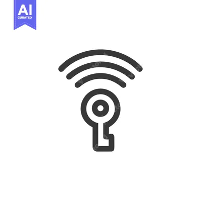 Smart Key Icon: Digital Security with Wireless Connectivity Symbol