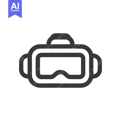 Minimalist VR Headset Icon: Bold Outline on White Background