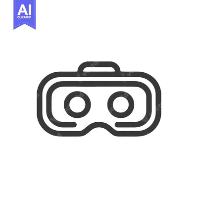 Minimalist VR Headset Icon: Bold Outline on White Background, Technolo